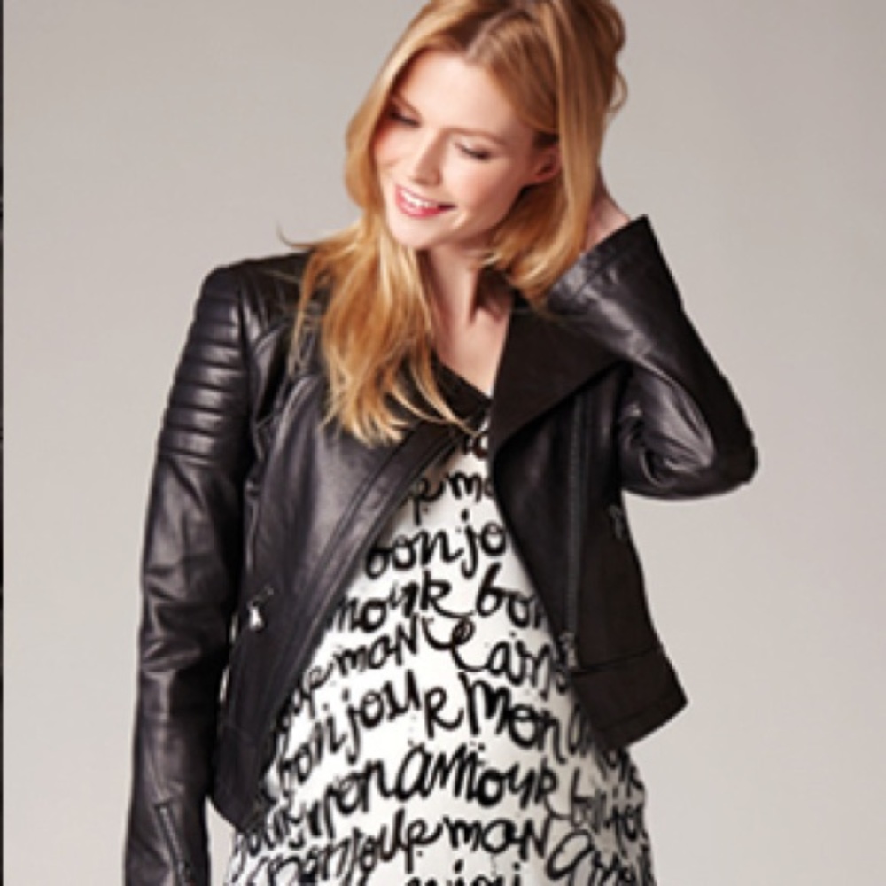 A pea in the pod black leather motto jacket